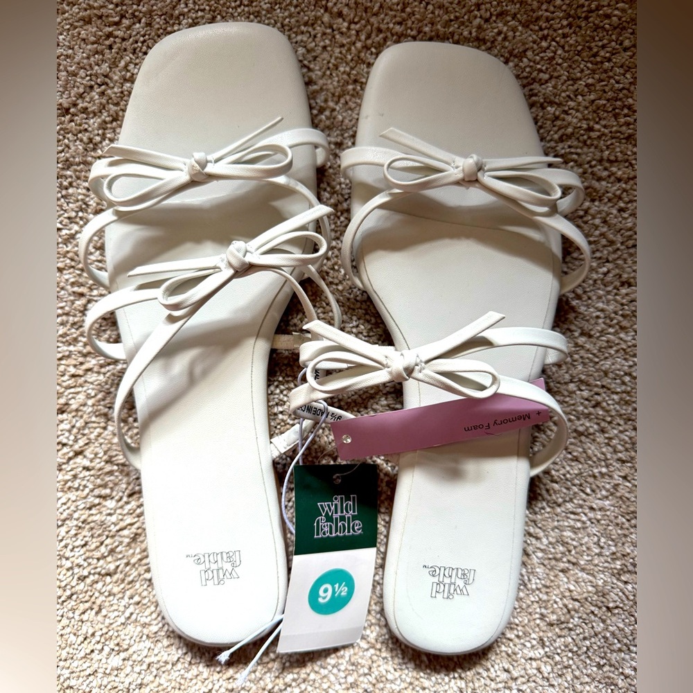 Wild Fable White Bow Tie Strappy Sandals